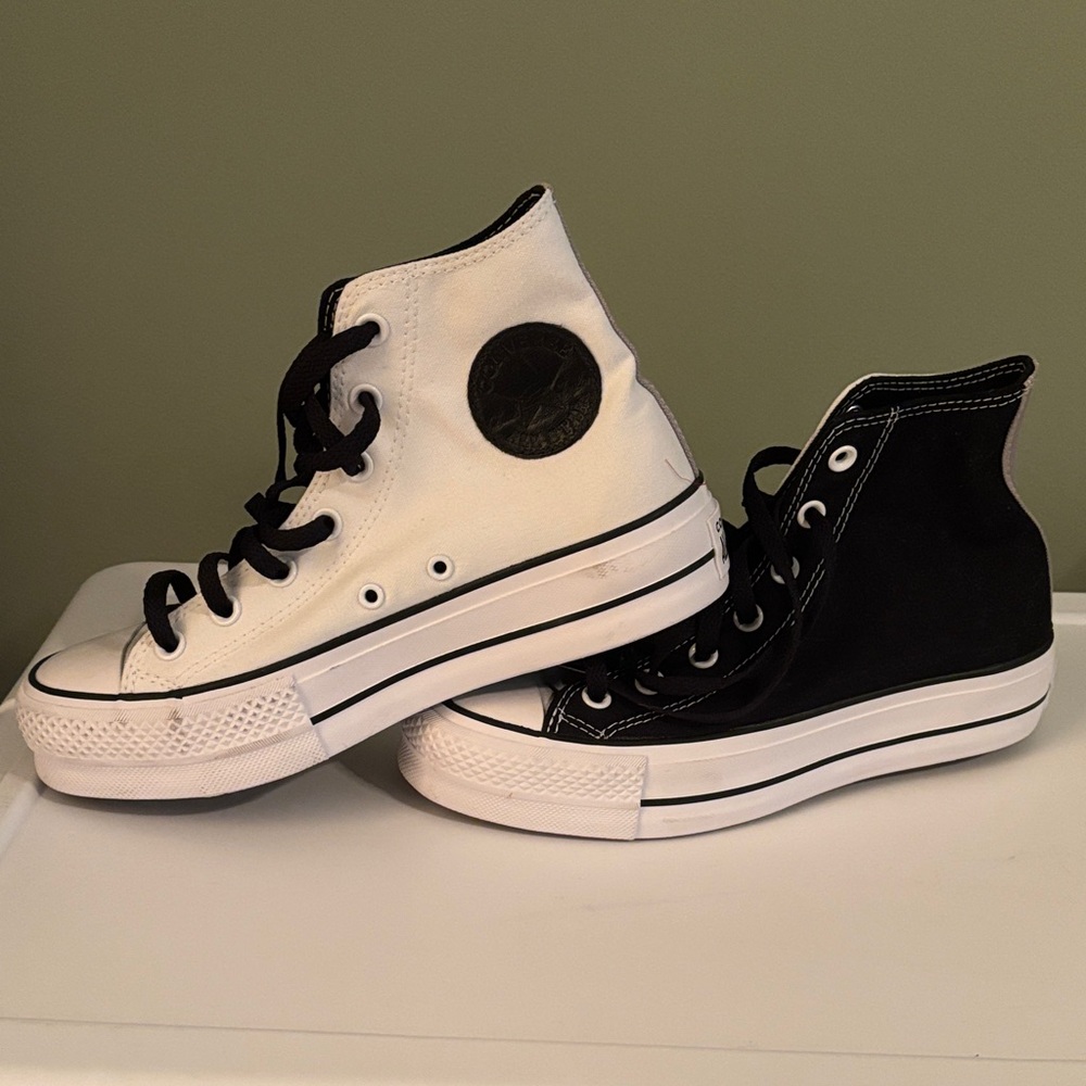 Stylish Black and White High-Top Sneakers